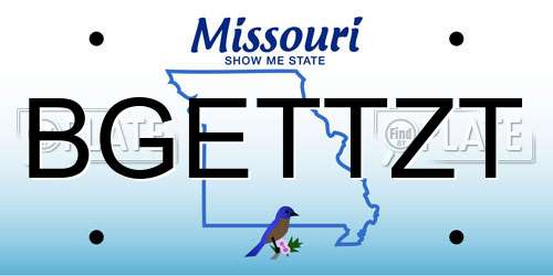 BGETTZT Missouri License Plate