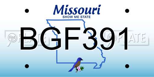 BGF391 Missouri License Plate