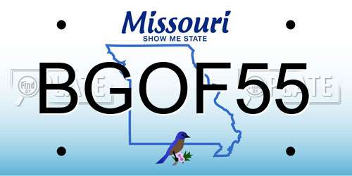 BGOF55 Missouri License Plate