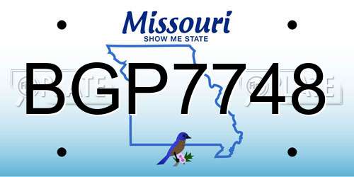 BGP7748 Missouri License Plate