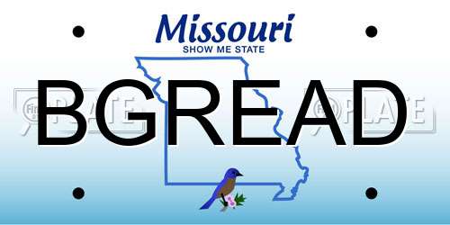 BGREAD Missouri License Plate
