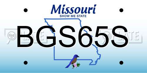 BGS65S Missouri License Plate