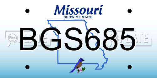 BGS685 Missouri License Plate