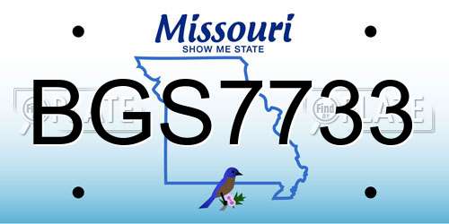 BGS7733 Missouri License Plate