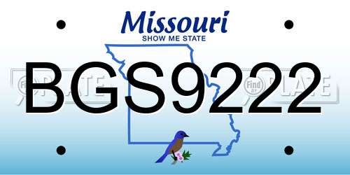 BGS9222 Missouri License Plate