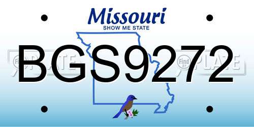 BGS9272 Missouri License Plate