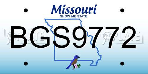 BGS9772 Missouri License Plate