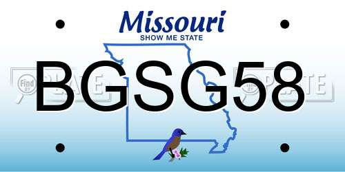 BGSG58 Missouri License Plate