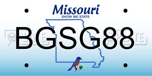 BGSG88 Missouri License Plate