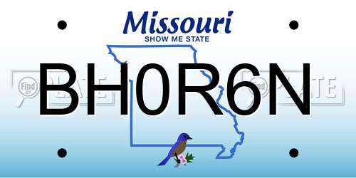 BH0R6N Missouri License Plate