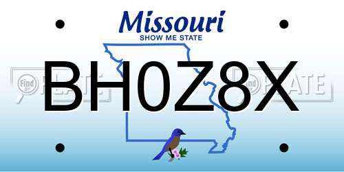 BH0Z8X Missouri License Plate