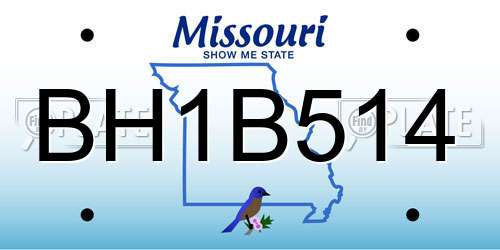 BH1B514 Missouri License Plate