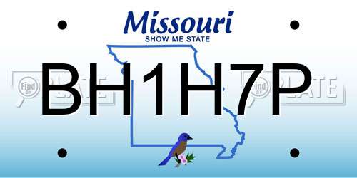 BH1H7P Missouri License Plate