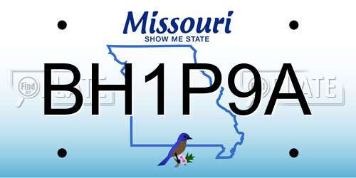 BH1P9A Missouri License Plate