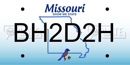 BH2D2H Missouri License Plate