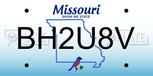BH2U8V Missouri License Plate