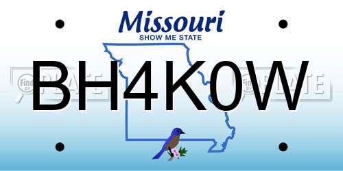 BH4K0W Missouri License Plate