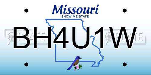 BH4U1W Missouri License Plate