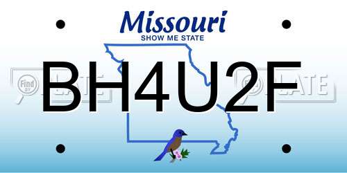 BH4U2F Missouri License Plate