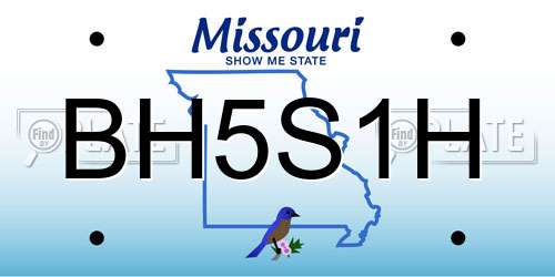 BH5S1H Missouri License Plate
