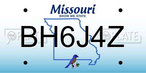 BH6J4Z Missouri License Plate
