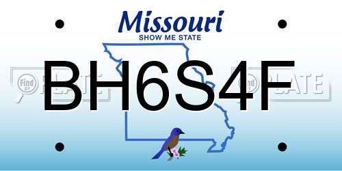 BH6S4F Missouri License Plate