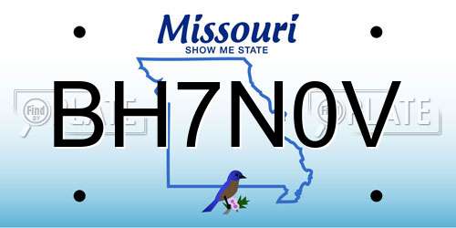 BH7N0V Missouri License Plate