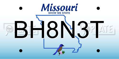BH8N3T Missouri License Plate