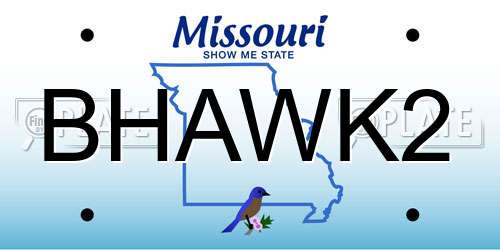 BHAWK2 Missouri License Plate