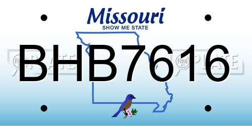 BHB7616 Missouri License Plate