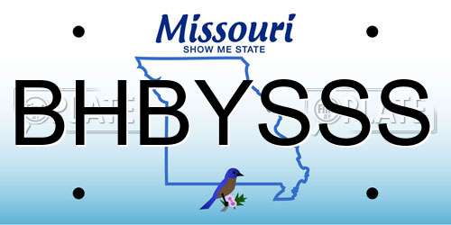 BHBYSSS Missouri License Plate