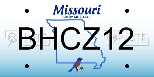BHCZ12 Missouri License Plate