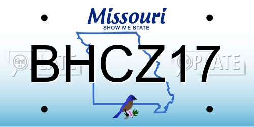 BHCZ17 Missouri License Plate