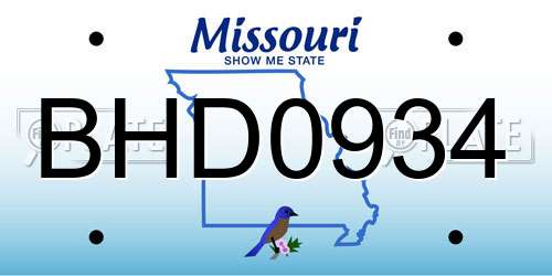 BHD0934 Missouri License Plate