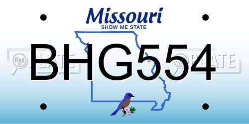 BHG554 Missouri License Plate