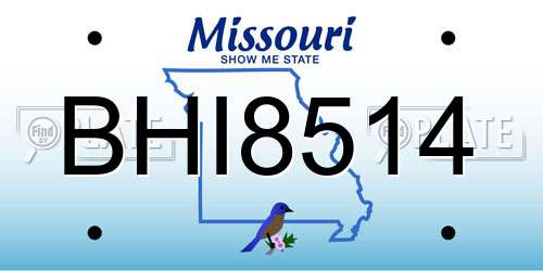 BHI8514 Missouri License Plate