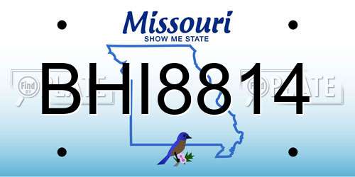 BHI8814 Missouri License Plate