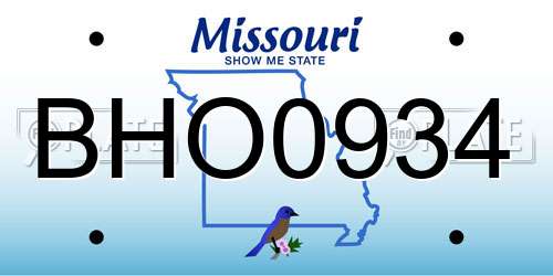 BHO0934 Missouri License Plate