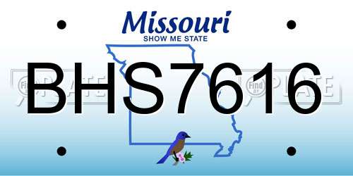 BHS7616 Missouri License Plate