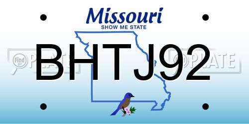 BHTJ92 Missouri License Plate