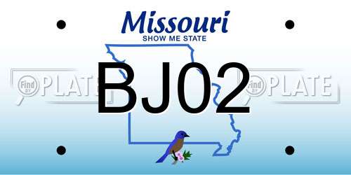 BJ02 Missouri License Plate