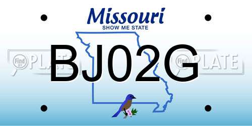BJ02G Missouri License Plate