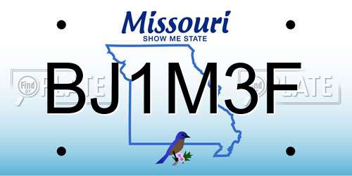 BJ1M3F Missouri License Plate