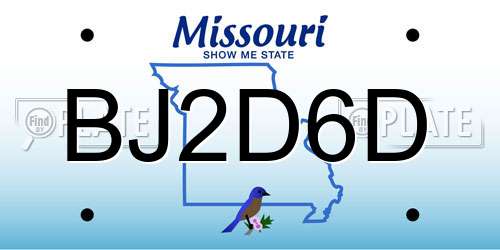 BJ2D6D Missouri License Plate