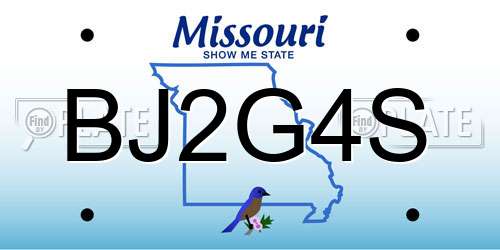 BJ2G4S Missouri License Plate