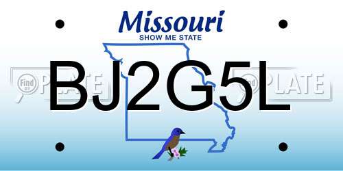BJ2G5L Missouri License Plate