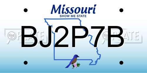 BJ2P7B Missouri License Plate