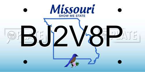 BJ2V8P Missouri License Plate