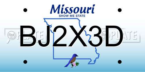 BJ2X3D Missouri License Plate