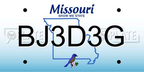 BJ3D3G Missouri License Plate
